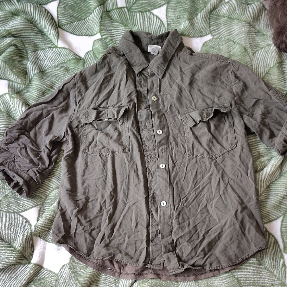Casual Olive Button-Up Shirt